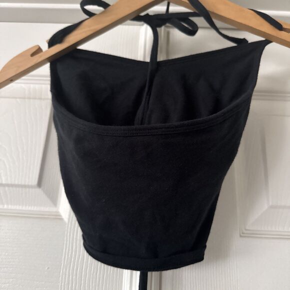 Hollister XS Womens Pleated Halter Top Black Goth Halloween Whimsigoth Ruched - Picture 5 of 9